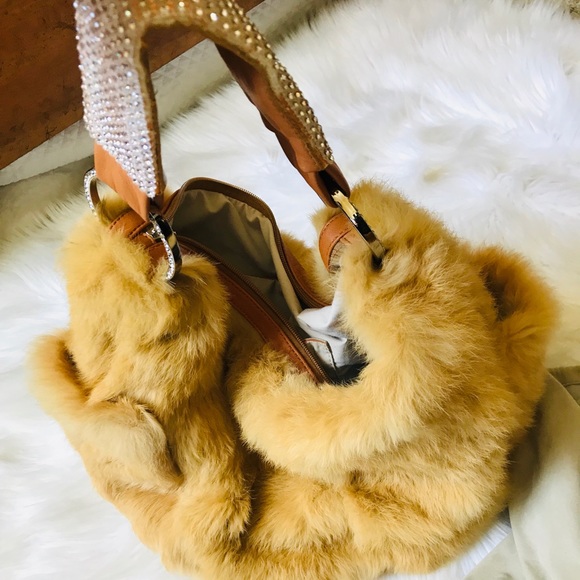 DX Touch Sheepskin with Rhinestones Hobo Bag - Picture 4 of 8